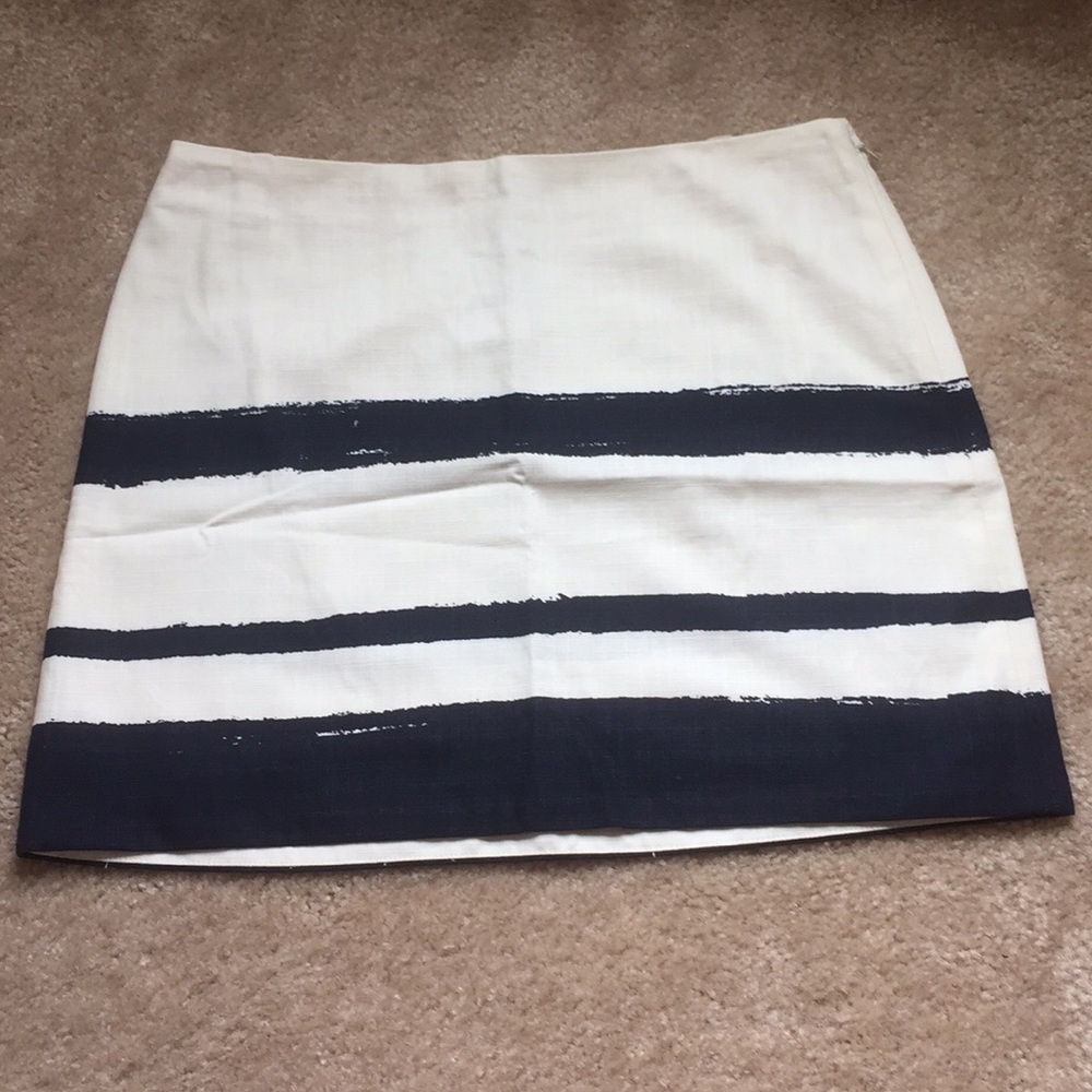 J Crew Factory Cream with Navy Stripes Skirt BNWT